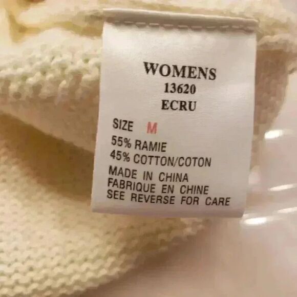 𝅺Woolrich Women's Cream Ramie/Cotton Full Zip Cardigan Sweater - Picture 5 of 11